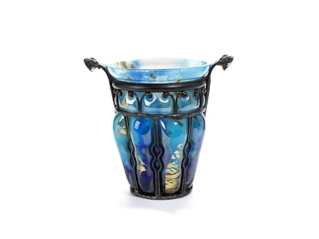 Vase von Daum Nancy und Louis Majorelle in sehr seltenem Blau